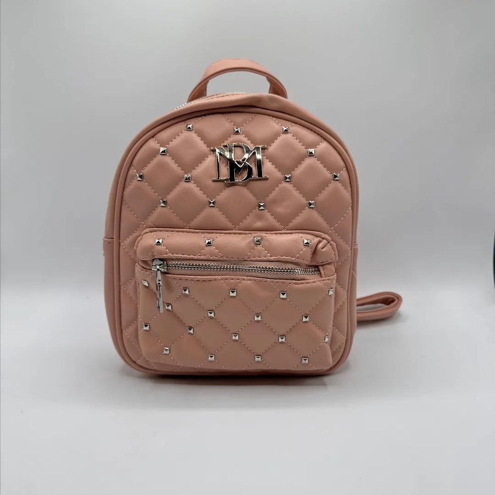 NWT Badgley Mischka Small Blush Quilted Studded Backpack